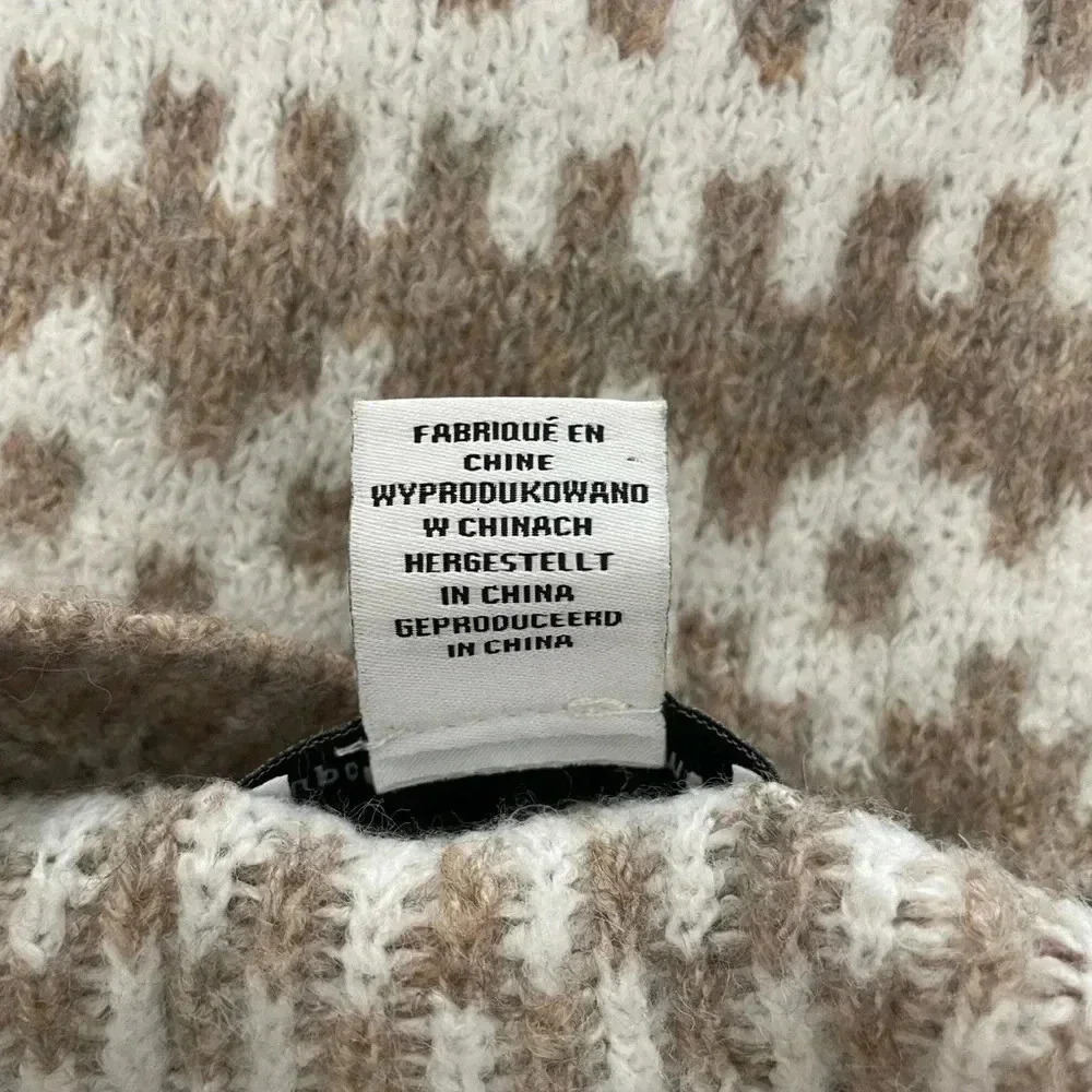 Cupcakes & Cashmere Fair Isle Style Oatmeal Beige White Knit Sweater Womens Med - Picture 4 of 5